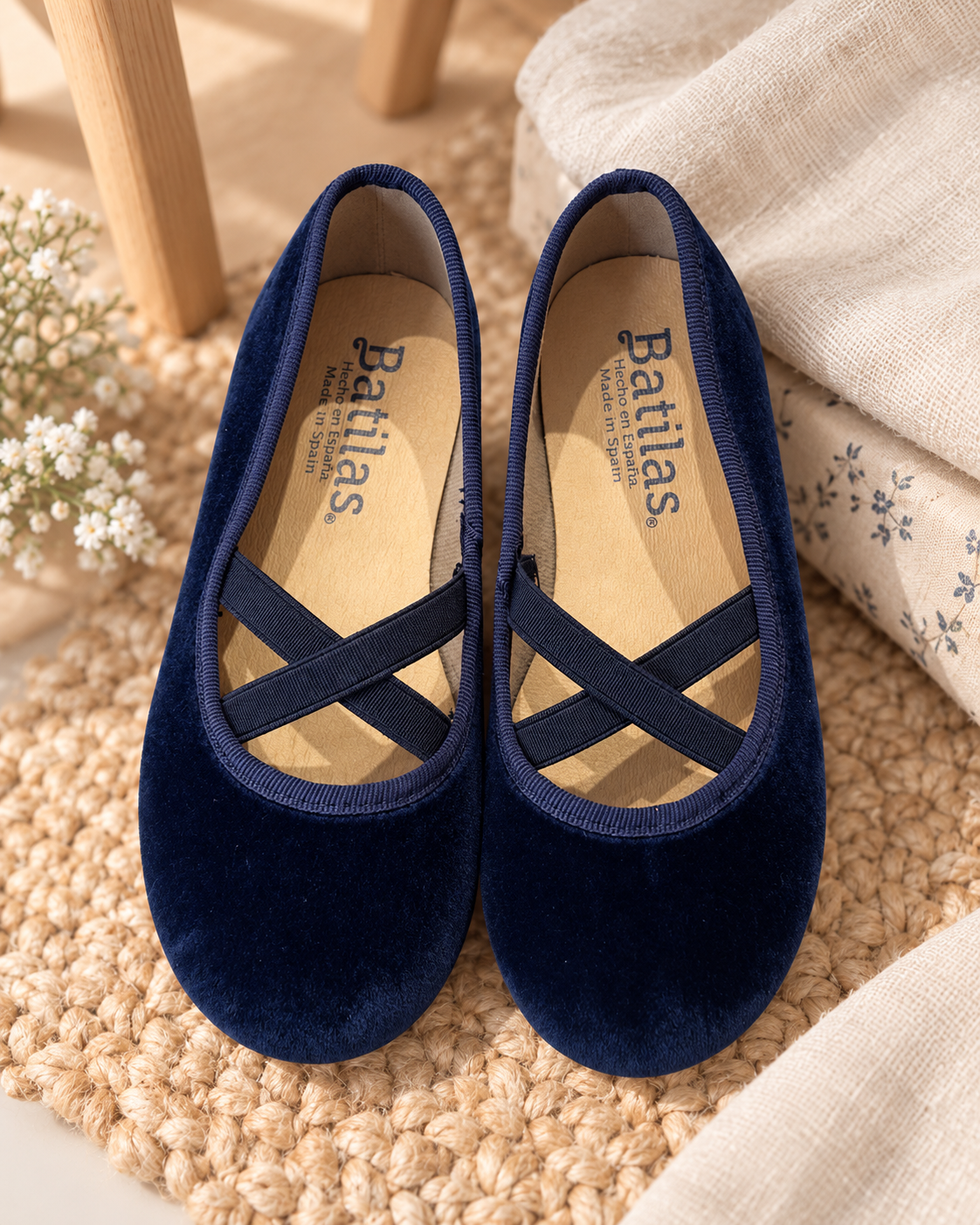 Ballerine velluto blu Batilas