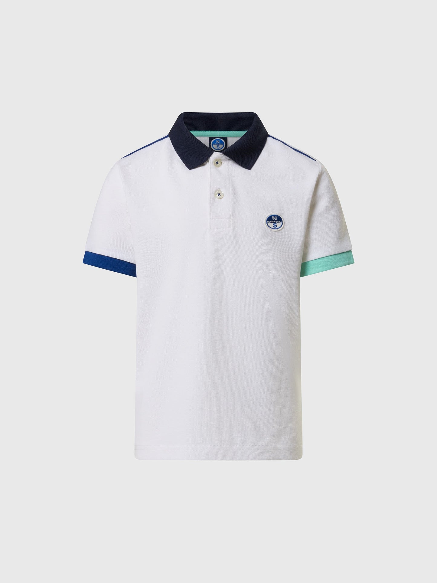 Polo bianca con colletto blu