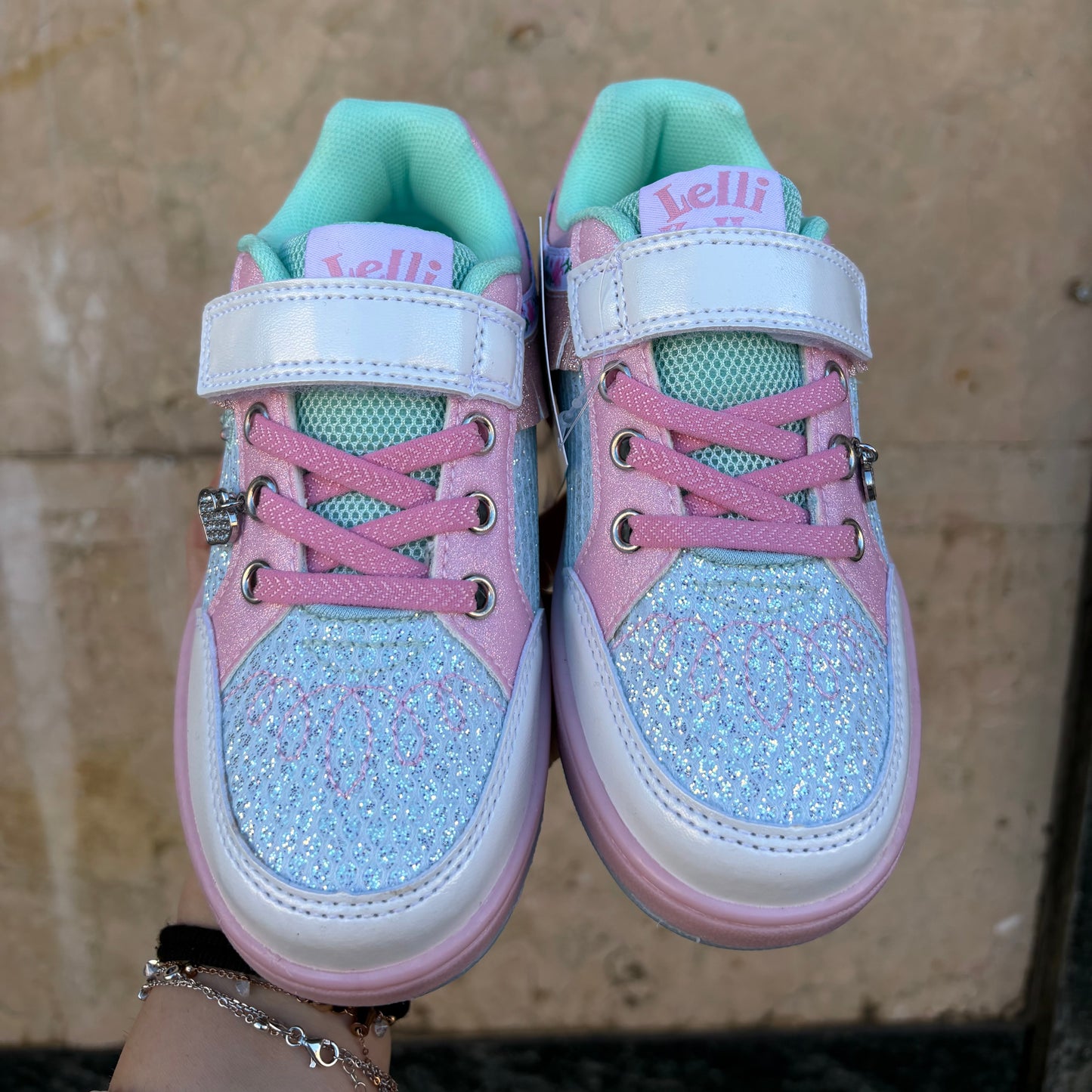 Frangetta Mix celeste/bianco