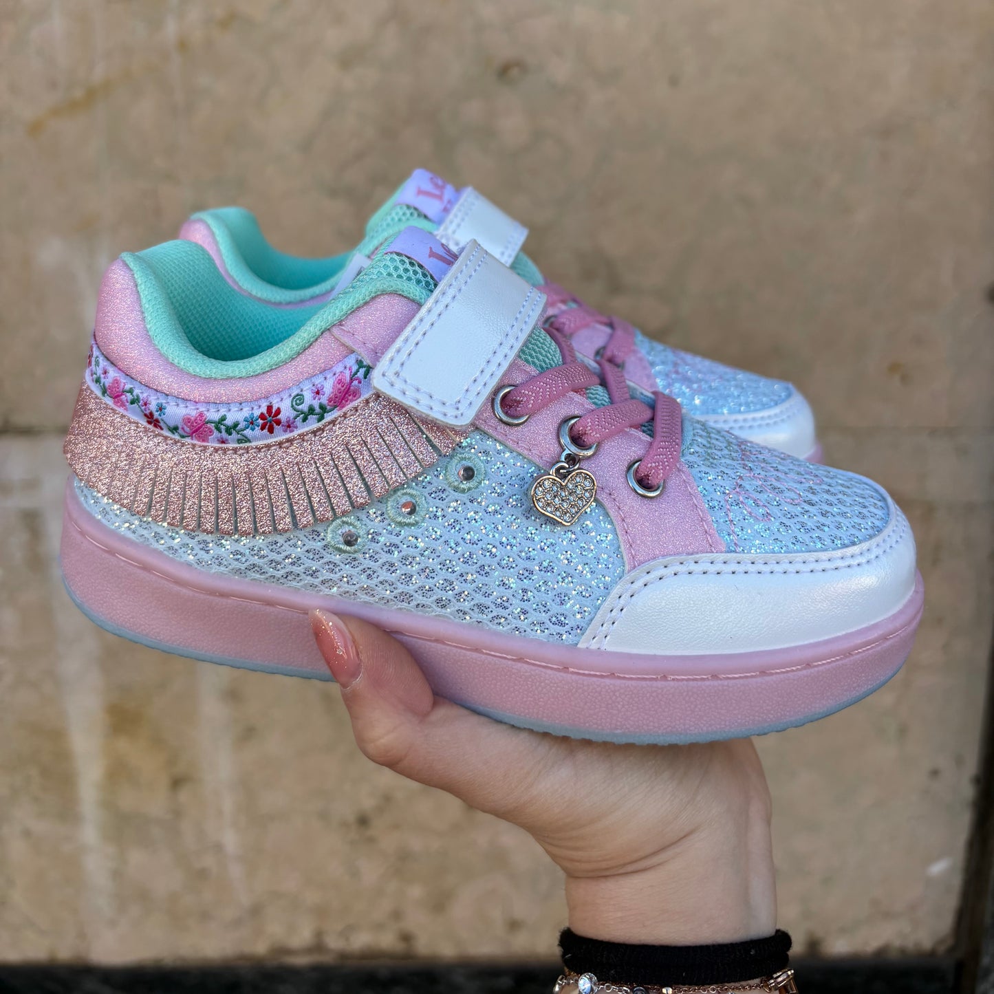 Frangetta Mix celeste/bianco