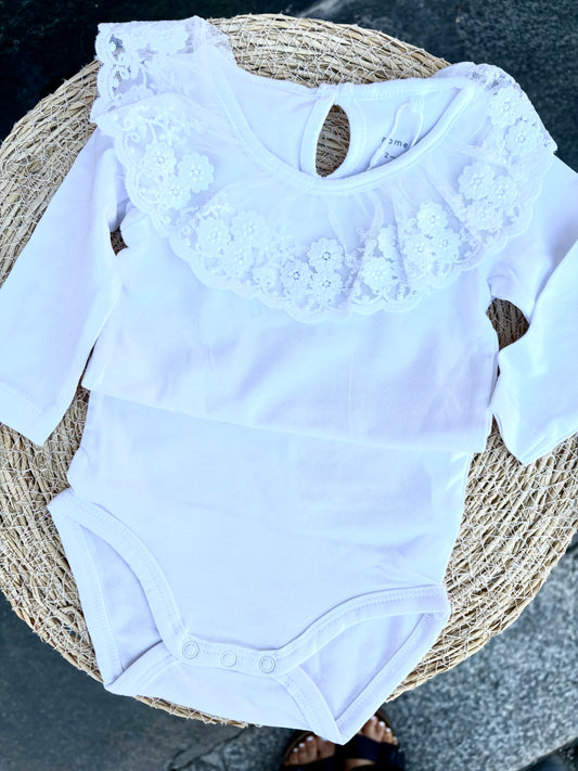 Body colletto ricamato bianco