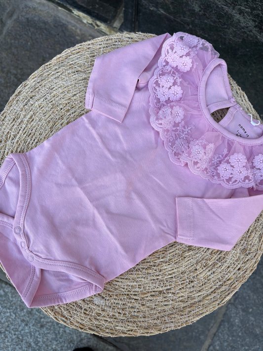 Body colletto ricamato rosa