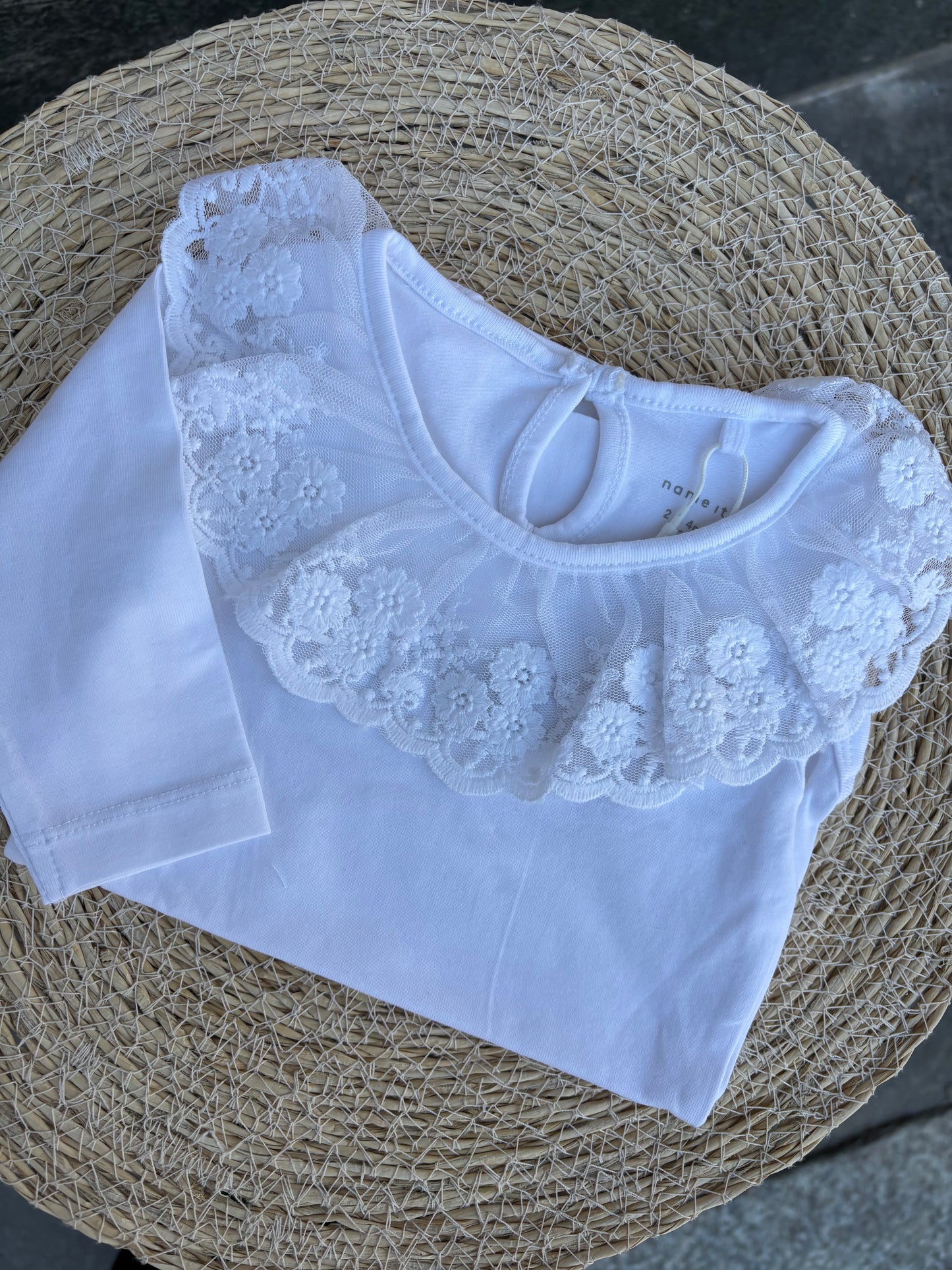 Body colletto ricamato bianco