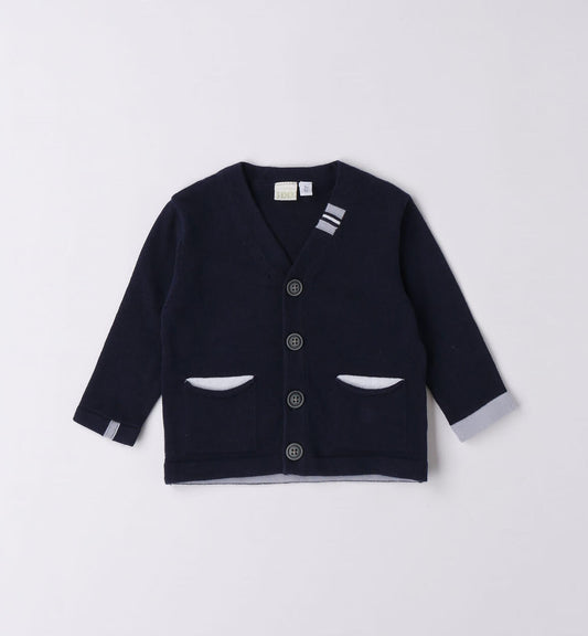 Cardigan in filo di cotone blu