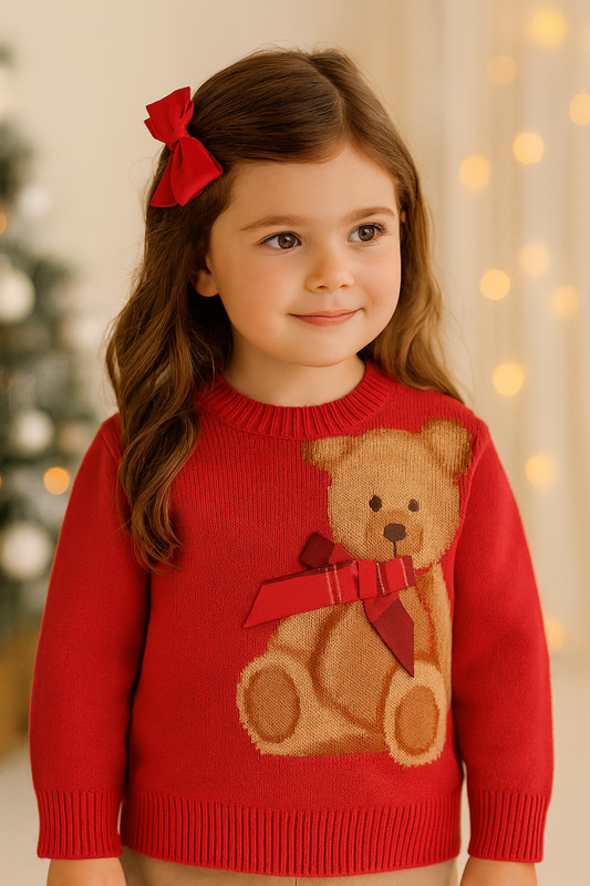 Maglioncino orso fiocco